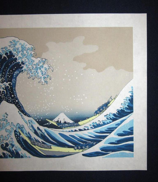 A Great Japanese Woodblock Print Hokusai Katsushika Great Wave of Kanagawa 1970s (3)