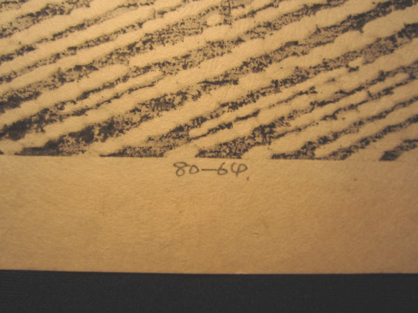 An Orig Japanese woodblock Print LIMIT# PENCIL Hashimoto Okiie Stone Garden No. 6 1969