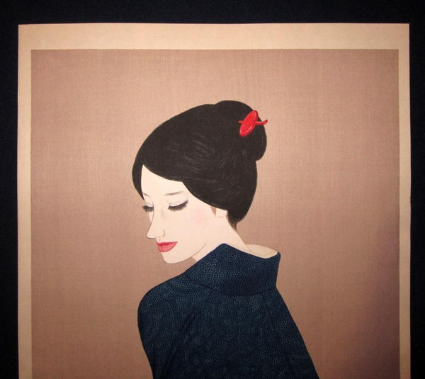 A Great Huge Orig Japanese Woodblock Print Limit# Pencil Sign Takasawa Keiichi Belt 1970s