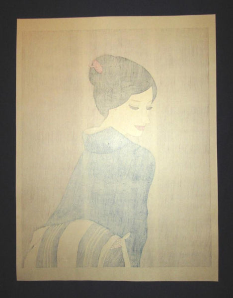 A Great Huge Orig Japanese Woodblock Print Limit# Pencil Sign Takasawa Keiichi Belt 1970s