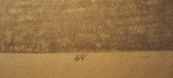 AN EXTRA LARGE Orig Japanese Woodblock Print PENCIL Sign Limit# Hashimoto Okiie Garden with a Pond 1971