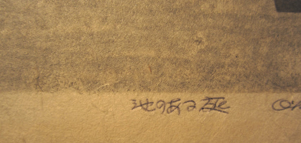 AN EXTRA LARGE Orig Japanese Woodblock Print PENCIL Sign Limit# Hashimoto Okiie Garden with a Pond 1971