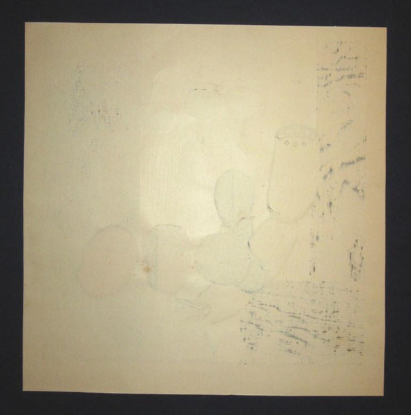 A Great Orig Japanese Woodblock Print PENCIL Hashimoto Okiie Wild Vegetables 1962