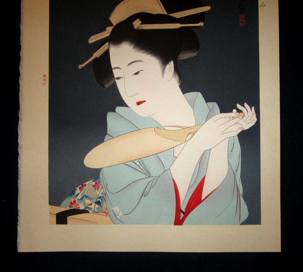 A Huge Orig Japanese Woodblock Print LIMIT EDIT Baba Nobuhiko Publisher Ito Shinsui Bijin-ga Cool Evening