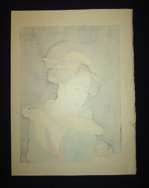 A Huge Orig Japanese Woodblock Print LIMIT EDIT Baba Nobuhiko Publisher Ito Shinsui Bijin-ga Cool Evening