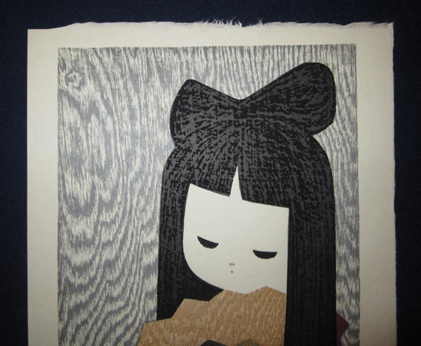 A Great Orig Japanese Woodblock Print Kaoru Kawano Fan 1960s