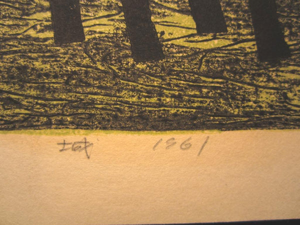 A Great Orig Japanese Woodblock Print PENCIL Sign Tamami Shima Castle 1961
