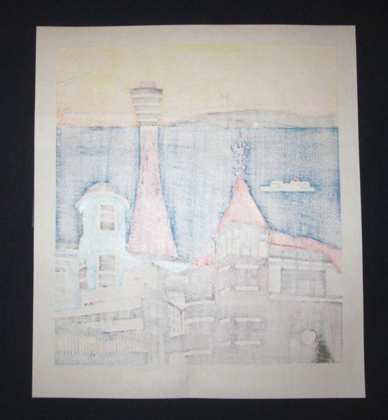 A Great LIMIT NUMBER Orig Japanese Woodblock Print PENCIL SIGN Kawanishi Yuzaburo Together with Kobe