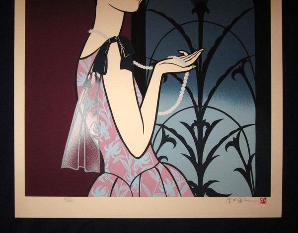 A Huge Orig Japanese Woodblock Print Miyata Masayuki LIMIT # PENCIL Sign Ginza Woman (2)