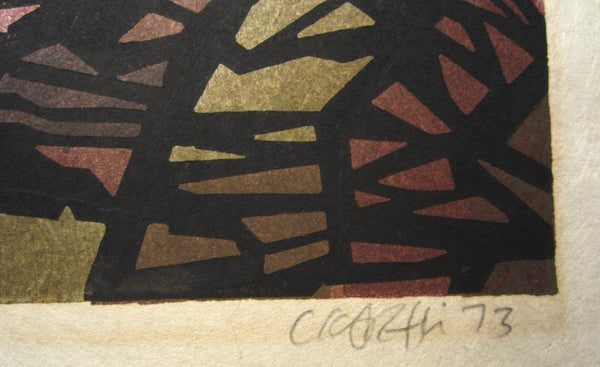 A Huge Orig Japanese Woodblock Print PENCIL Sign Limit# Clifton Karhu Junks of Hongkong, 1973