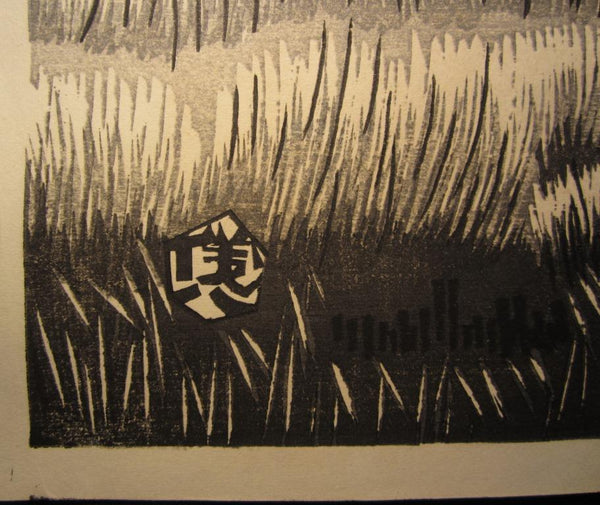 A Great Orig Japanese Woodblock Print PENCIL Sign SELF_CARVE SELF_PRINT Okuyama Jihachiro Sakagawa Scenery 4