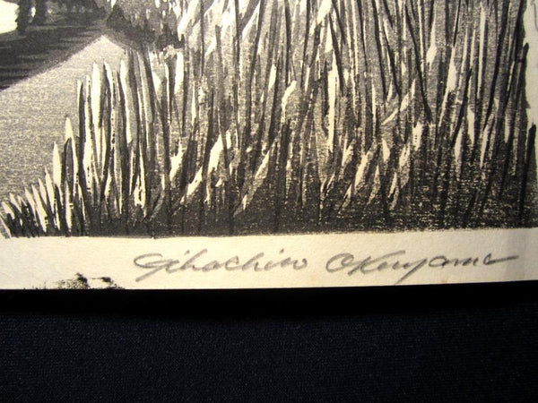 A Great Orig Japanese Woodblock Print PENCIL Sign SELF_CARVE SELF_PRINT Okuyama Jihachiro Sakagawa Scenery 4