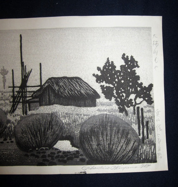A Great Orig Japanese Woodblock Print PENCIL Sign SELF_CARVE SELF_PRINT Okuyama Jihachiro 1964