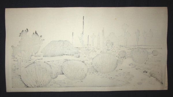 A Great Orig Japanese Woodblock Print PENCIL Sign SELF_CARVE SELF_PRINT Okuyama Jihachiro 1964