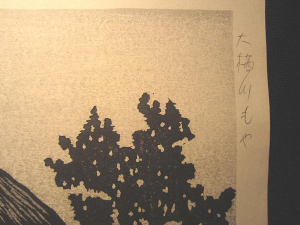 A Great Orig Japanese Woodblock Print PENCIL Sign SELF_CARVE SELF_PRINT Okuyama Jihachiro 1964