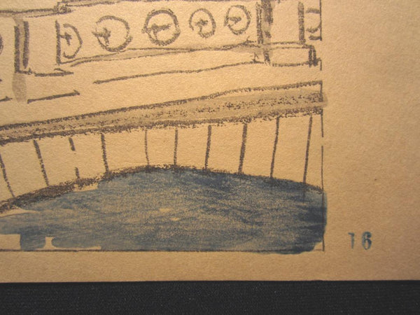 A Great Orig Japanese Woodblock Print Rinsaku Akamatsu Number #16 View Shisaibashi bridge from the Series of 24 Views of Osaka Showa 22 1947