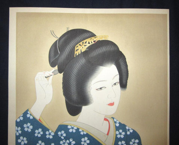A HUGE Orig Japanese Woodblock Print, LIMIT# PENCIL Sgn Ishida Waka Shallow Spring (4)