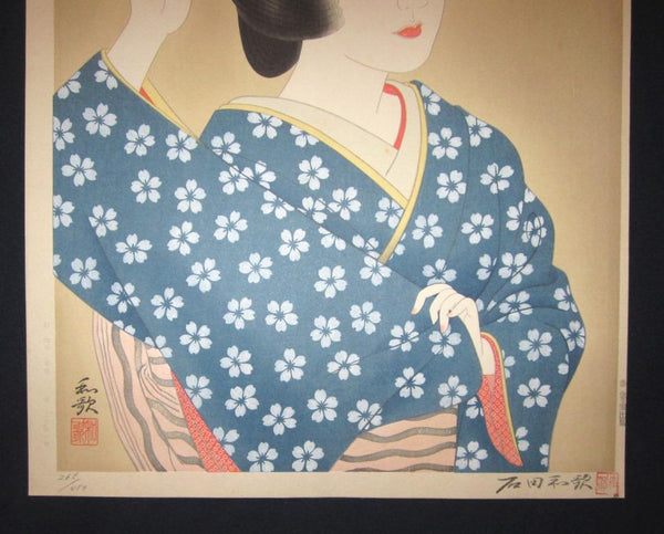 A HUGE Orig Japanese Woodblock Print, LIMIT# PENCIL Sgn Ishida Waka Shallow Spring (4)