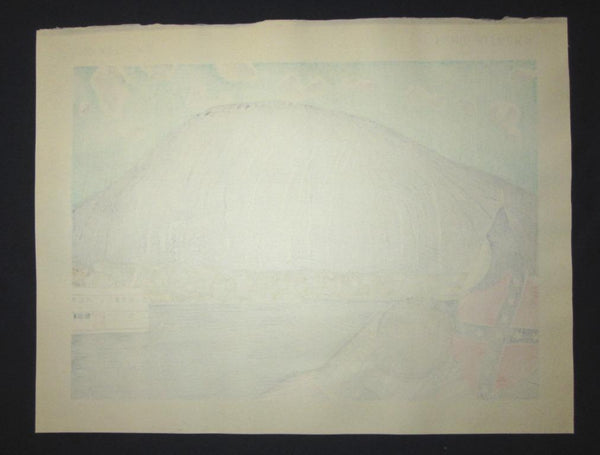 A Huge Orig Japanese Woodblock Print PENCIL Sign Limited-edition Kitaoka Fumio Stone Mountains Dekalb Atlanta Georgia Water Marks 1987