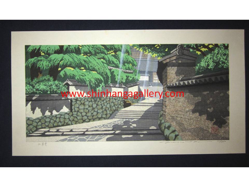 This is a HUGE very beautiful, special and LIMITED-NUMBER (320/850) original Japanese woodblock print “Summer Green” from his famous "Four Seasons" series Pencil-Signed by the famous Showa Shin Hanga woodblock print master Masado Ido (1945-2016) made in 1980s IN EXCELLENT CONDITION.