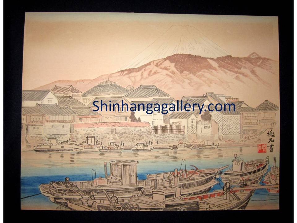 “View of Mt. Fuji from the Banks of Kano River” from the series of “Twenty-five Views of Mt. Fuji” signed by Jokata Kaiseki (1882 - 1966) made in 1929