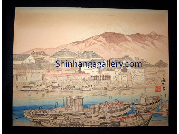 “View of Mt. Fuji from the Banks of Kano River” from the series of “Twenty-five Views of Mt. Fuji” signed by Jokata Kaiseki (1882 - 1966) made in 1929