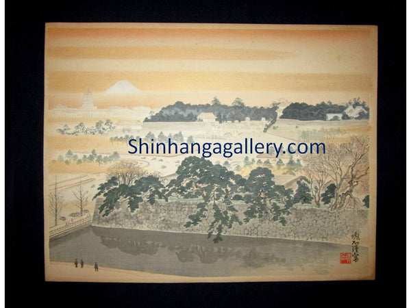 “View of Mt. Fuji from the Imperial Palace in Kyoto” from the series of “Twenty-five Views of Mt. Fuji” signed by Jokata Kaiseki (1882 - 1966) made in 1929