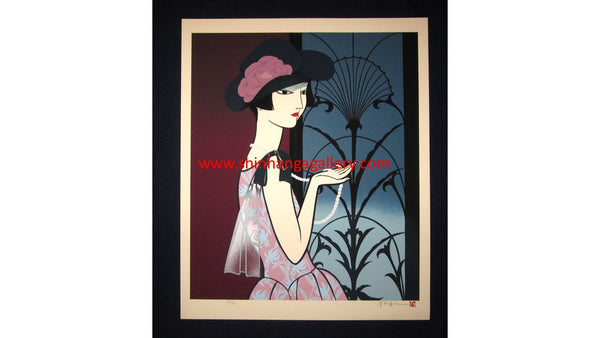 A Huge Orig Japanese Woodblock Print Miyata Masayuki LIMIT # PENCIL Sign Ginza Woman (2)
