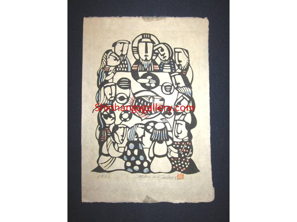 Orig Japanese Woodblock Print Sadao Watanabe PENCIL Sign Jesus Last Supper Gethsemane