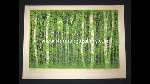 A Great Orig Japanese Woodblock Print Pencil-Signed Limit# Fujita Fumio Forest like Leaves E 1980s