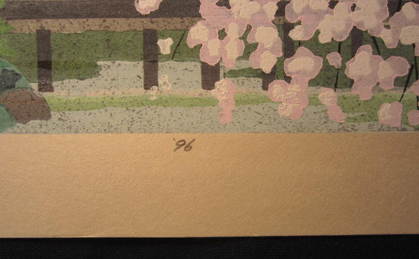 A Great HUGE Orig Japanese Woodblock Print Pencil Sign Limited# Masao Ido Cherry Blossom Spring