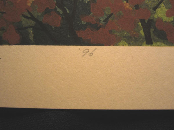 A Great HUGE Orig Japanese Woodblock Print Pencil Sign Limited# Masao Ido Maple Red Autumn
