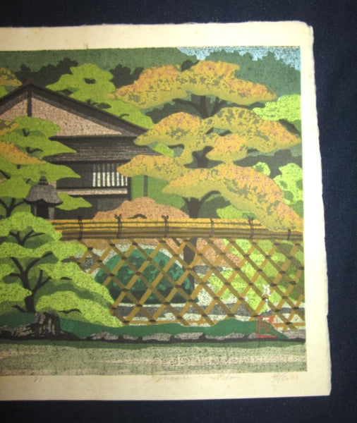 A Great Orig Japanese Woodblock Print Pencil Sign Limited# Masao Ido Koetsu-Ji Temple Kyoto Sentiment (1)