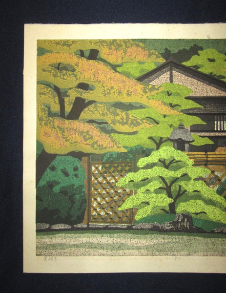 A Great Orig Japanese Woodblock Print Pencil Sign Limited# Masao Ido Koetsu-Ji Temple Kyoto Sentiment (1)