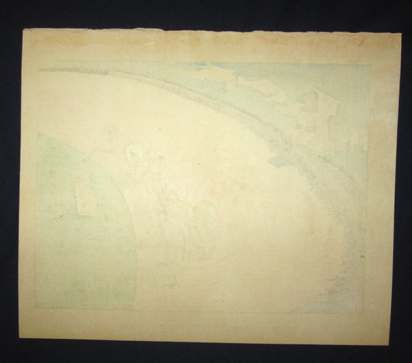 A Great Orig Japanese Woodblock Print Wata Sanzo Original Edition Limit Number Kyoto Hanga Printmaker Keirin Bicycle Race 1955 Showa 30