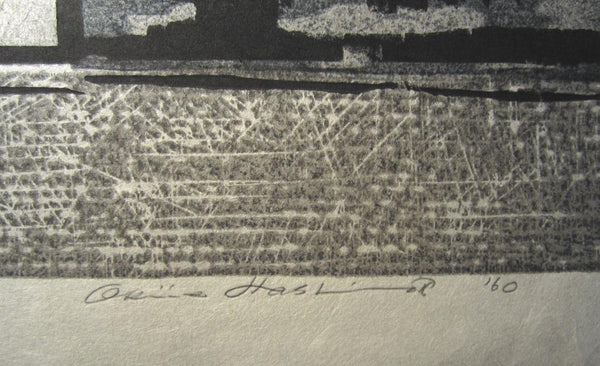 A Great Original Japanese woodblock Print LIMIT# PENCIL Hashimoto Okiie Stone Garden No3 Ryoanji Temple 1960