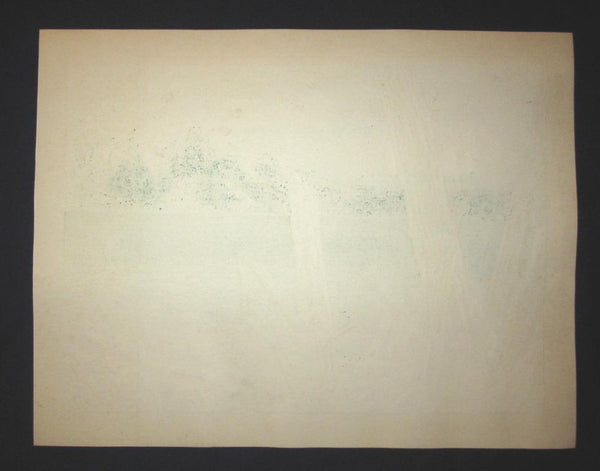 A Huge Orig Japanese Woodblock Print LIMIT NUMBER PENCIL SIGN Kitaoka Fumio Lake Shikotsu Winter 1971