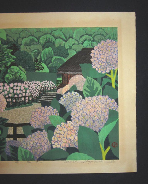 A HUGE Orig Japanese Woodblock Print LIMIT# PENCIL SIGN Hayashi Waichi Hydrangea 1980