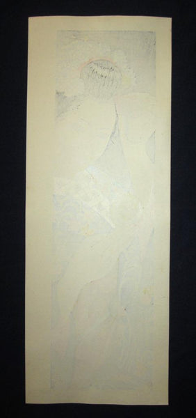A Huge Original Japanese Woodblock Print LIMIT# Pencil Sgn Junichiro Sekino Maiko Water Mark Beauty as Moon (2)