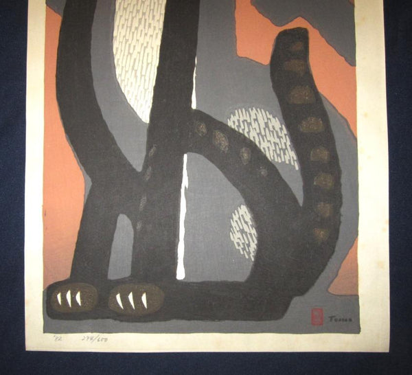 A Huge GreatJapanese Woodblock Print PENCIL Sign LIMIT Number Inagaki Tomoo Sitting Cat 1982 (1)