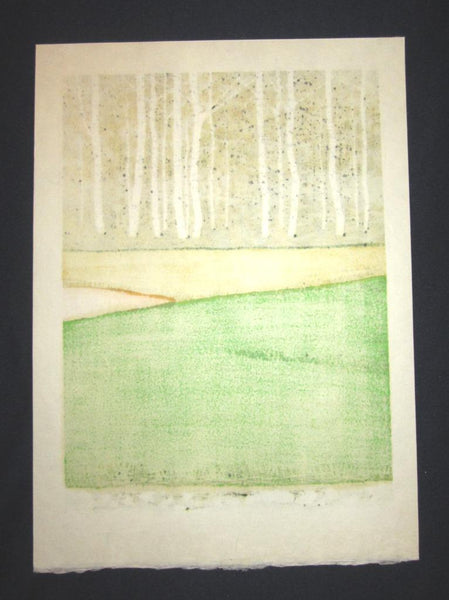 A Great Orig Japanese Woodblock Print Pencil-Signed Limit# Fujita Fumio Sprouting Season B