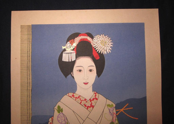 A Huge Orig Japanese Woodblock Print Geisha Maiko Tateishi Harumi (2)