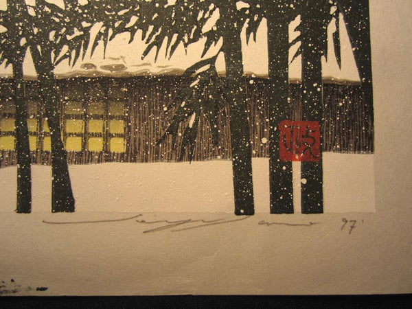 A Great Orig Japanese Woodblock Print Seiji Sano Winter light Snow Four Seasons (2)