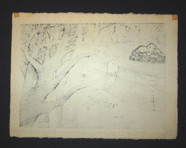 A Huge Orig Japanese Woodblock Print Limit Number PENCIL Sign Kiyoshi Saito Enkaku–Ji Kamakura (C) 1971