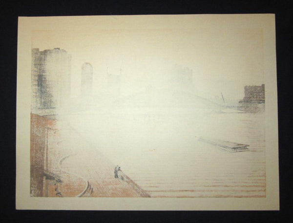 A HUGE  Orig Japanese Woodblock Print PENCIL Sign Limit# Motosugu Sugiyama Spring Day Afternoon, Sumida River