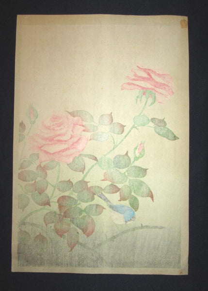 A Great Orig Japanese Woodblock Print Ohno Bafuku Rose Kyoto Printmaker 1950 ORIGINAL EDITION