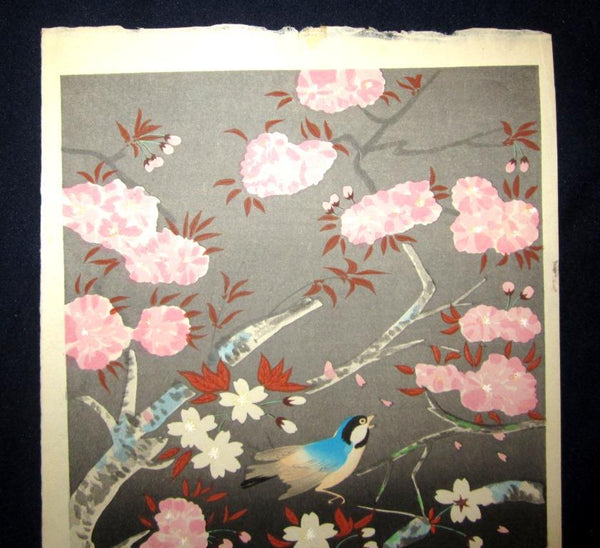 A Great Orig Japanese Woodblock Print Ohno Bafuku Bird and Flower Kyoto Printmaker 1950S ORIGINAL EDITION