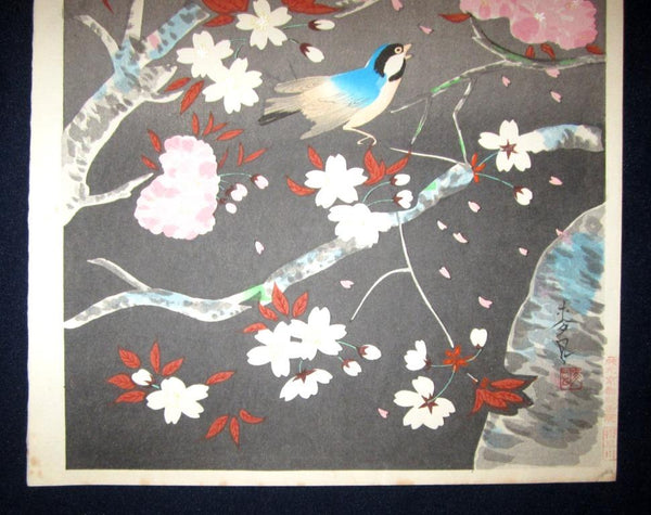 A Great Orig Japanese Woodblock Print Ohno Bafuku Bird and Flower Kyoto Printmaker 1950S ORIGINAL EDITION