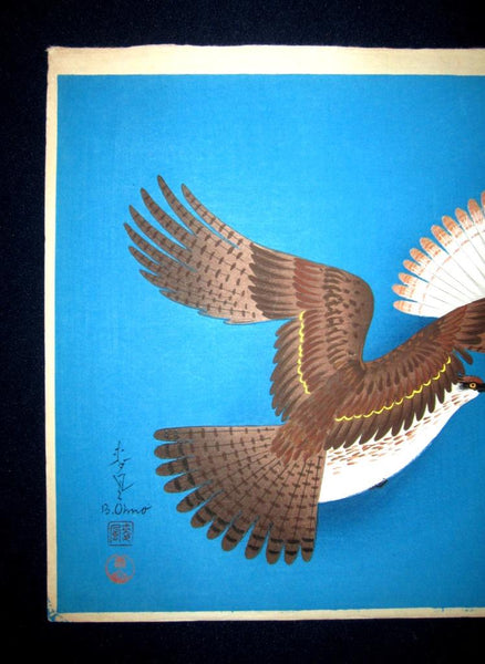 A Great Orig Japanese Woodblock Print Ohno Bafuku Eagle Kyoto Printmaker 1950 ORIGINAL EDITION