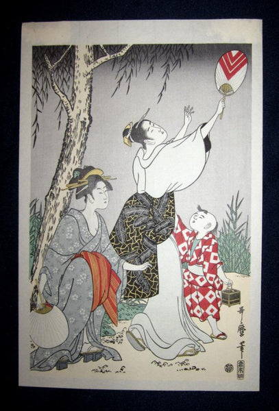 A Great Japanese Woodblock Print Triptych Utamaro Firefly